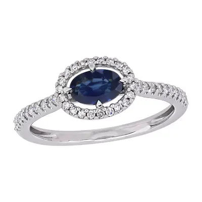 Womens 1/5 CT. Genuine Blue Sapphire 14K White Gold Engagement Ring