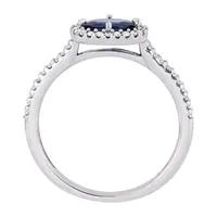 Womens 1/ CT. T.W. Genuine Blue Sapphire 14K White Gold Engagement Ring