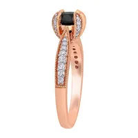 Midnight Black Womens 1 1/5 CT. T.W. Natural Diamond 14K Rose Gold Round Engagement Ring