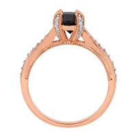 Midnight Black Womens 1 1/5 CT. T.W. Natural Diamond 14K Rose Gold Round Engagement Ring