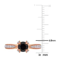 Midnight Black Womens 1 1/5 CT. T.W. Natural Diamond 14K Rose Gold Round Engagement Ring