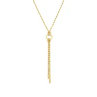 Womens 10K Gold Y Necklace