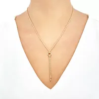Womens 10K Gold Y Necklace