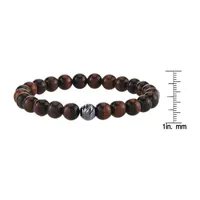 Red Tiger's Eye Sterling Silver Beaded Bracelet