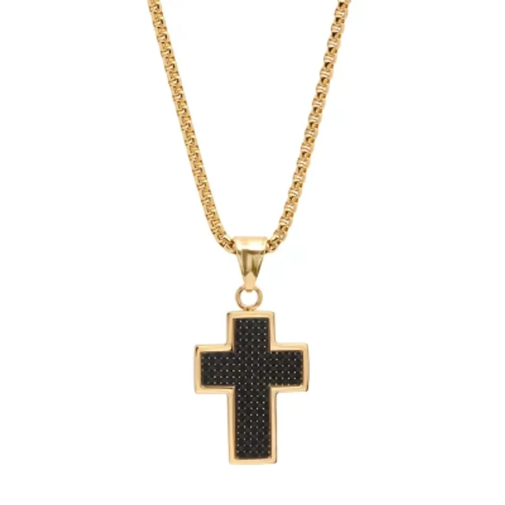Mens Stainless Steel Cross 14 Inch Pendant Necklace