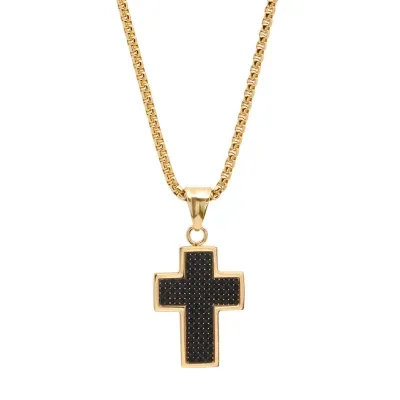 Mens Stainless Steel Cross 14 Inch Pendant Necklace