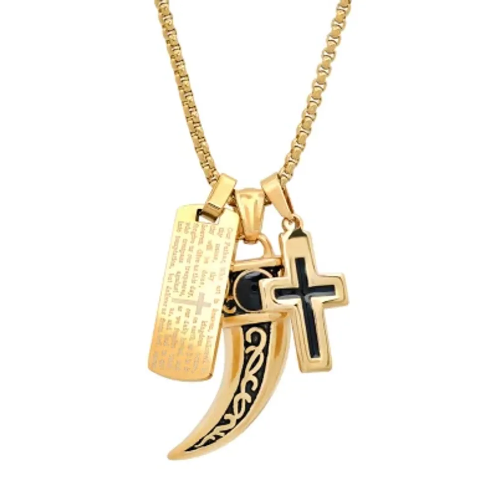 Mens 18K Gold Over Stainless Steel Pendant Necklaces