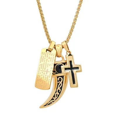 Mens 18K Gold Over Stainless Steel Pendant Necklaces