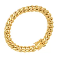 18K Gold Over Stainless Steel Semisolid Curb Chain Bracelet