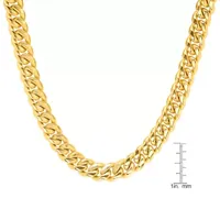 18K Gold Over Stainless Steel 30 Inch Semisolid Cuban Chain Necklace