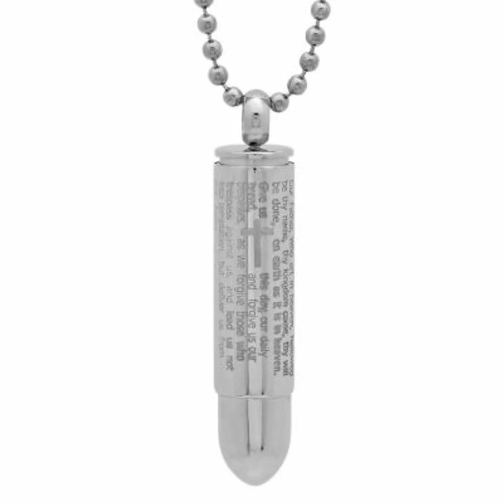 Lord'S Prayer Mens Stainless Steel Pendant Necklace