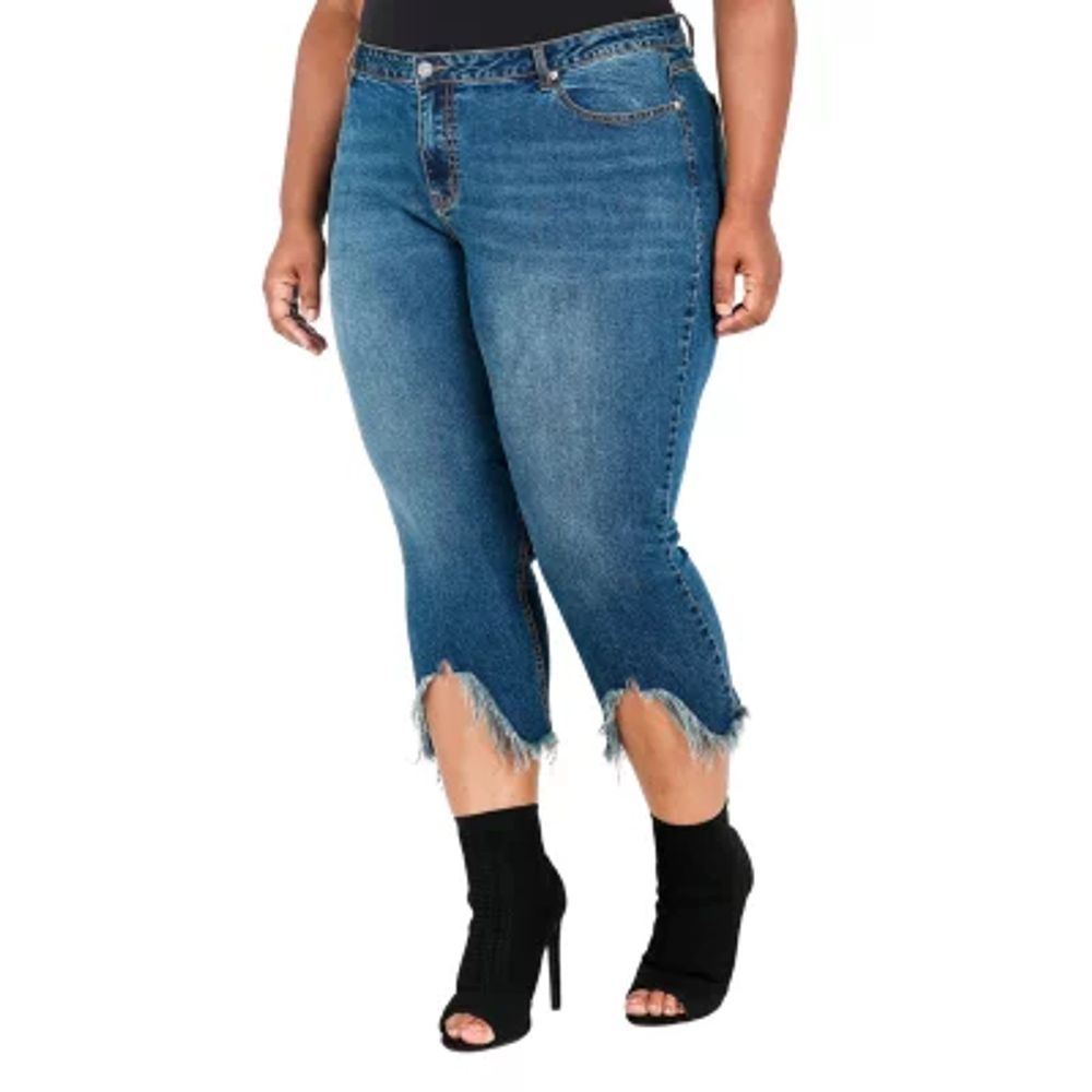 Poetic Justice - Plus Womens High Rise Over Belly Boyfriend Jean