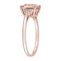 Womens Diamond Accent Genuine Pink Morganite 14K Rose Gold Cocktail Ring