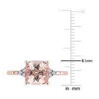 Womens Diamond Accent Genuine Pink Morganite 14K Rose Gold Cocktail Ring