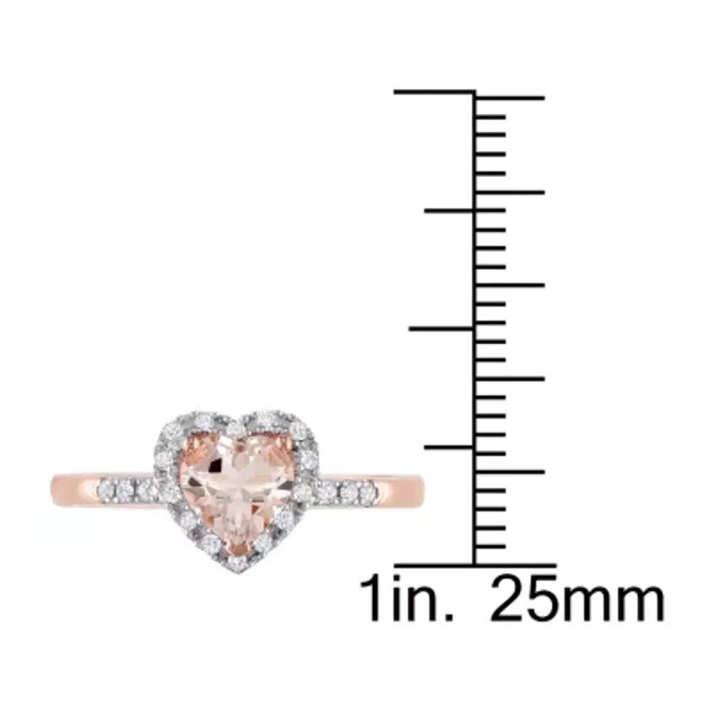 Womens 1/10 CT. T.W. Genuine Pink Morganite 10K Rose Gold Heart Cocktail Ring