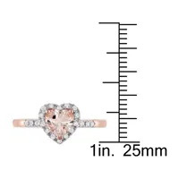 Womens 1/10 CT. T.W. Genuine Pink Morganite 10K Rose Gold Heart Cocktail Ring