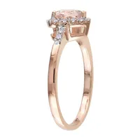 Womens 1/10 CT. T.W. Genuine Pink Morganite 10K Rose Gold Heart Cocktail Ring