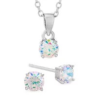 DiamonArt® Preciosa Aurora Borealis 1 5/8 CT. T.W. White Cubic Zirconia Sterling Silver Round 2-pc. Jewelry Set