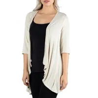 24/7 Comfort Apparel 3/4 Length Sleeve Open Cardigan