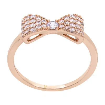 Sparkle Allure Womens 3MM Cubic Zirconia 18K Rose Gold Over Brass Bow Band