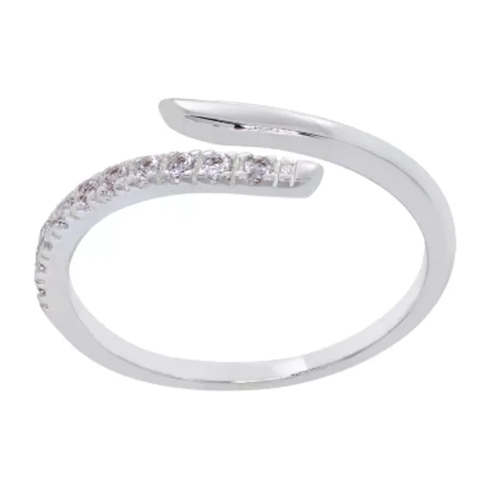 Sparkle Allure Cubic Zirconia Pure Silver Over Brass Infinity Bypass Band