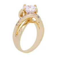 Sparkle Allure Cubic Zirconia 14K Gold Over Brass Bypass  Engagement Ring