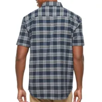 mutual weave Big and Tall Mens Regular Fit Short Sleeve Plaid Button-Down Shirt