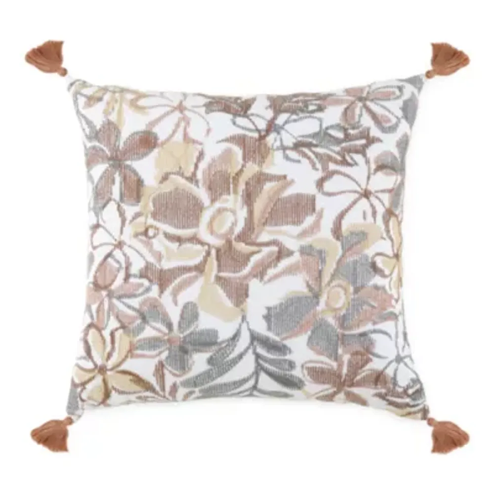 Linden Street Floral Embroidered Square Throw Pillow