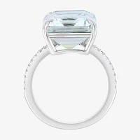 Effy  Womens Genuine White Quartz Sterling Silver Side Stone Cocktail Ring