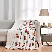 Linery Holiday Velvet Plush Sherpa Washable Reversible Midweight Throw