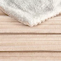 Linery Ribbed Velvet Plush Sherpa Blanket