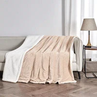 Linery Ribbed Velvet Plush Sherpa Blanket