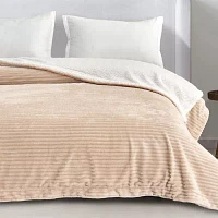 Linery Ribbed Velvet Plush Sherpa Blanket