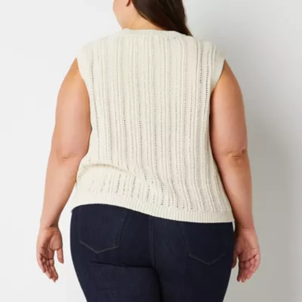 a.n.a Womens Crew Neck Sweater Vest Plus