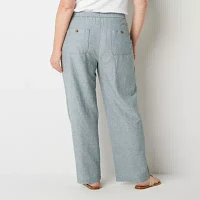 Liz Claiborne-Plus Womens Mid Rise Wide Leg Flat Front Pant