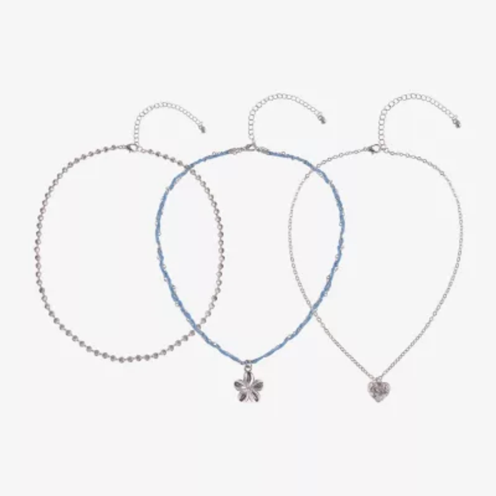 Arizona Silver Tone Girls Zinc Flower Pendant Necklaces
