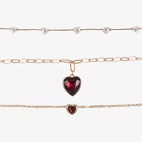 Arizona Gold Tone -pc. Inch Link Heart Necklace Set