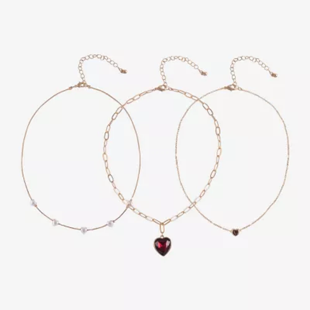 Arizona Gold Tone -pc. Inch Link Heart Necklace Set