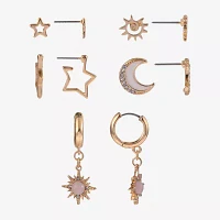 Arizona Gold Tone 6 Pair Moon Earring Set