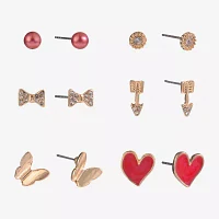 Arizona Gold Tone Pair Heart Earring Set