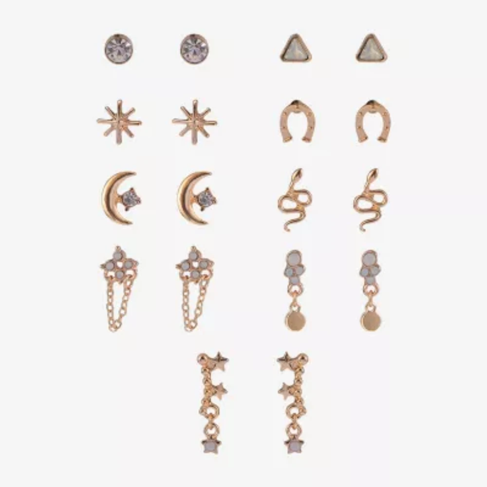 Arizona Gold Tone 9 Pair Moon Earring Set