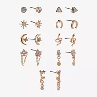 Arizona Gold Tone 9 Pair Moon Earring Set