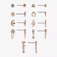 Arizona Gold Tone 9 Pair Moon Earring Set