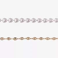 Arizona Gold Tone 3-pc. 7 Inch Link Heart Bracelet Set