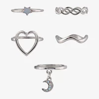 Arizona Silver Tone 5-pc. Heart Ring Sets