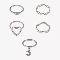 Arizona Silver Tone 5-pc. Heart Ring Sets