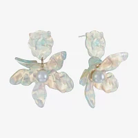 Bijoux Bar Simulated Pearl Flower Drop Earrings