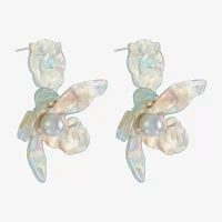 Bijoux Bar Simulated Pearl Flower Drop Earrings