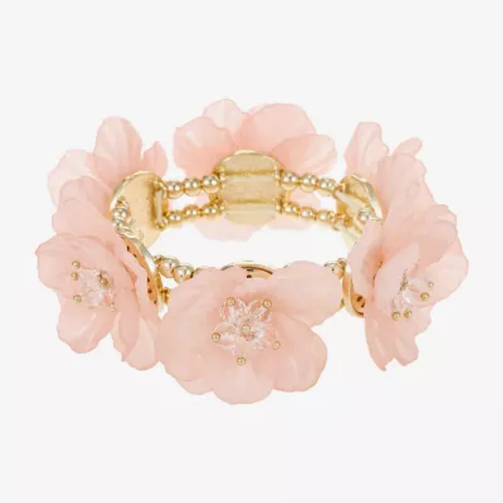 Bijoux Bar Gold Tone Flower Stretch Bracelet