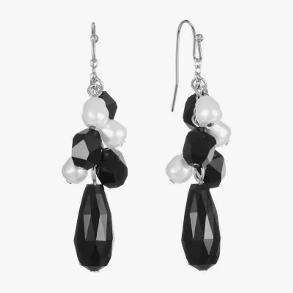 Mixit Silver Tone Simulated Pearl Drop Earrings